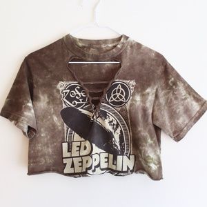 Led Zeppelin Cropped Tie-dyed T-shirt